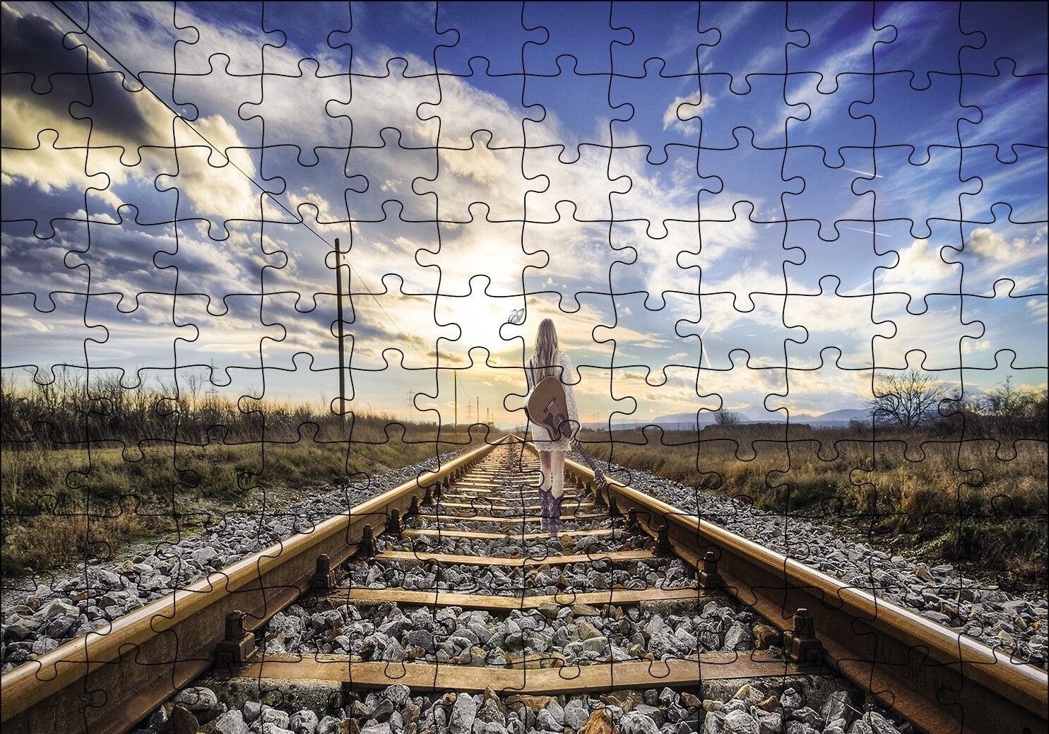 Demir Yolu Kız Puzzle Yapboz MDF Ahşap 120 Parça 24 cm X 34 cm
