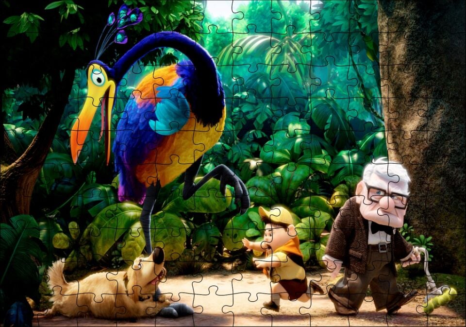Disney Şirketi Yukarı Bak Film Görseli Puzzle Yapboz MDF Ahşap