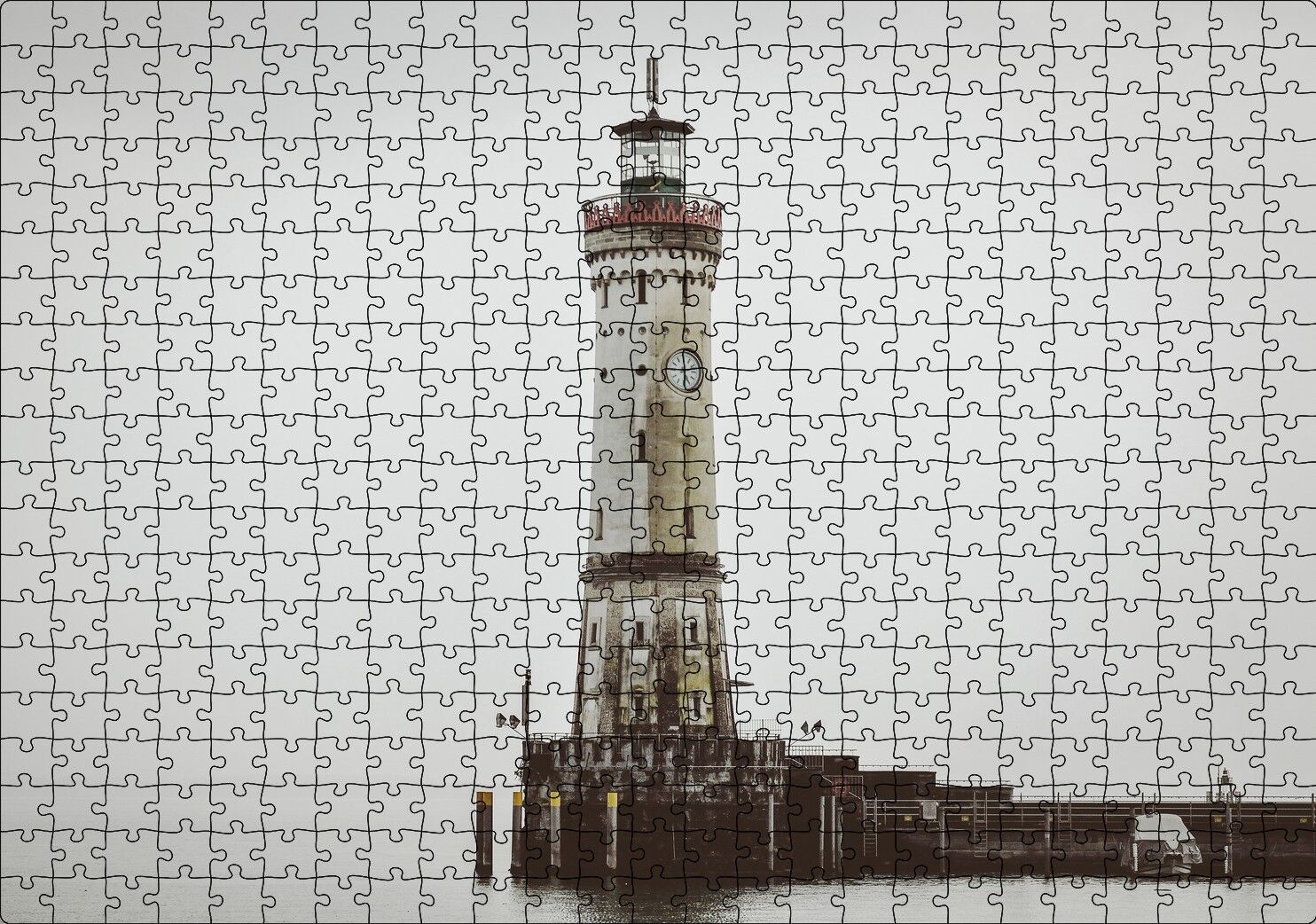 Deniz Feneri ve Sisli Deniz Puzzle Yapboz MDF Ahşap 500 Parça 49 cm X 68 cm