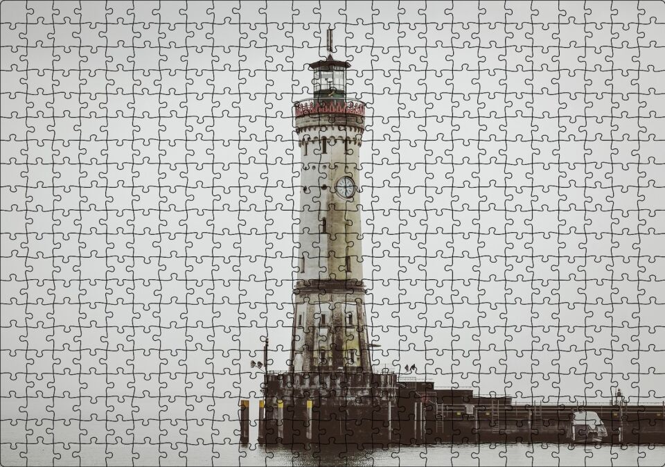 Deniz Feneri ve Sisli Deniz Puzzle Yapboz MDF Ahşap 500 Parça 49 cm X 68 cm