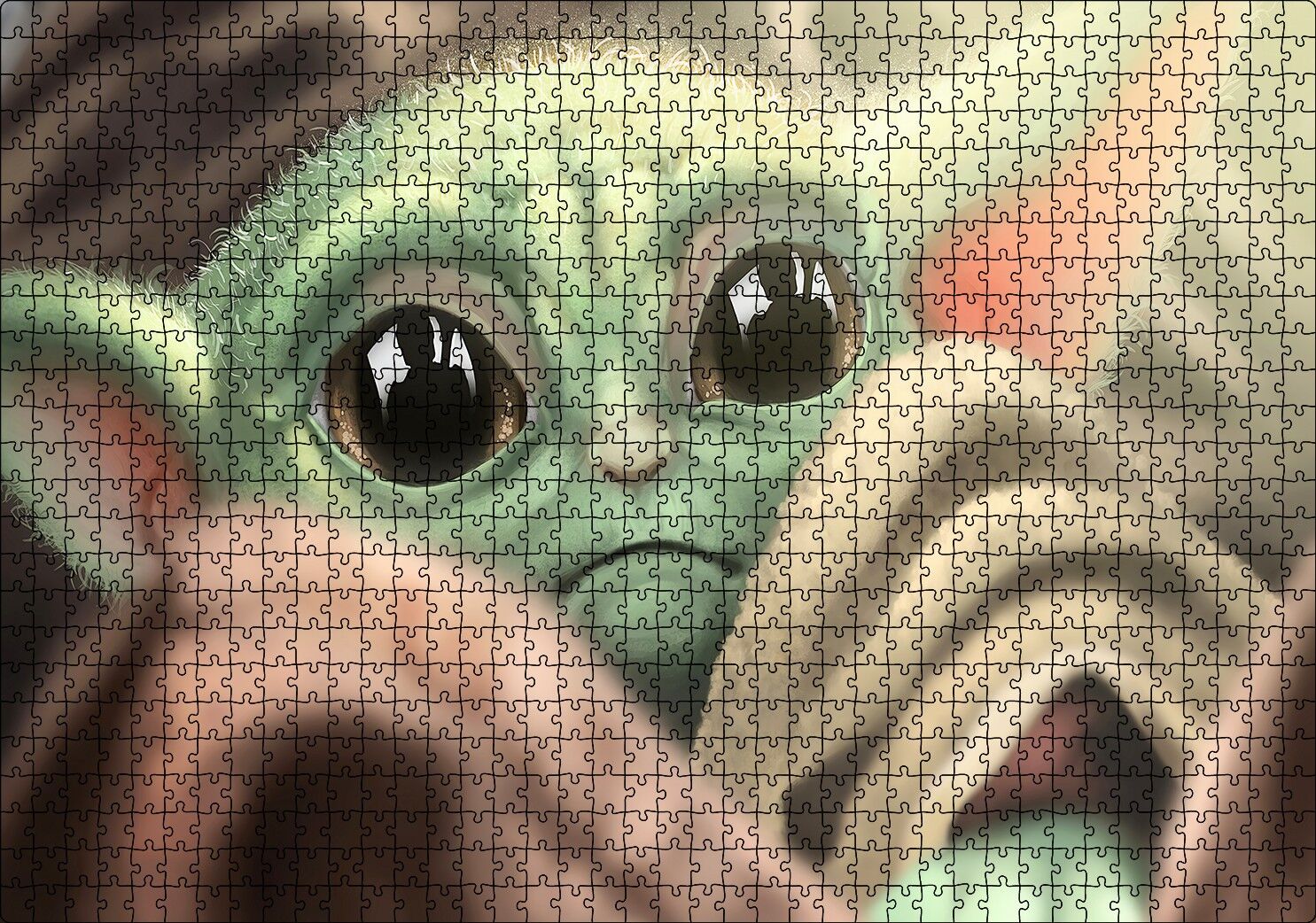 Üzgün Bebek Yoda Görseli Puzzle Yapboz MDF Ahşap 1000 Parça 49 cm X 68 cm