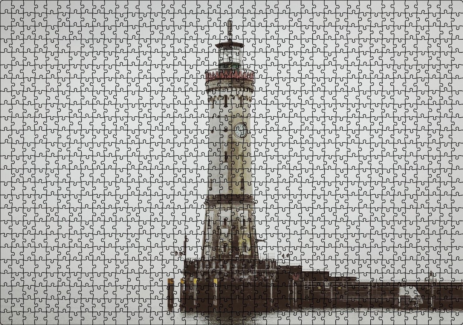 Deniz Feneri ve Sisli Deniz Puzzle Yapboz MDF Ahşap 1000 Parça 49 cm X 68 cm