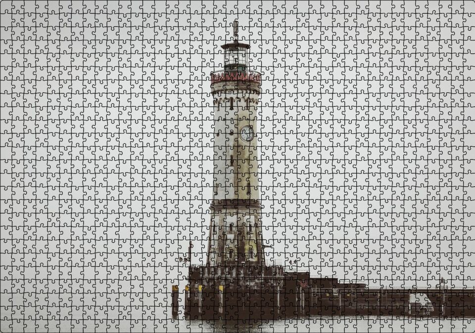 Deniz Feneri ve Sisli Deniz Puzzle Yapboz MDF Ahşap 1000 Parça 49 cm X 68 cm