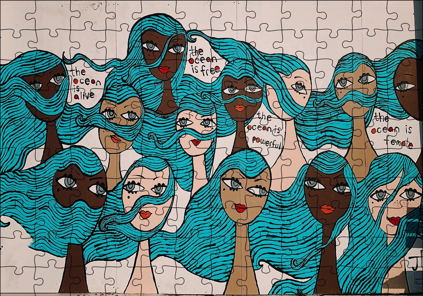Kadınlar Okyanus Propagandası Puzzle Yapboz MDF Ahşap 120 Parça 24 cm X 34 cm