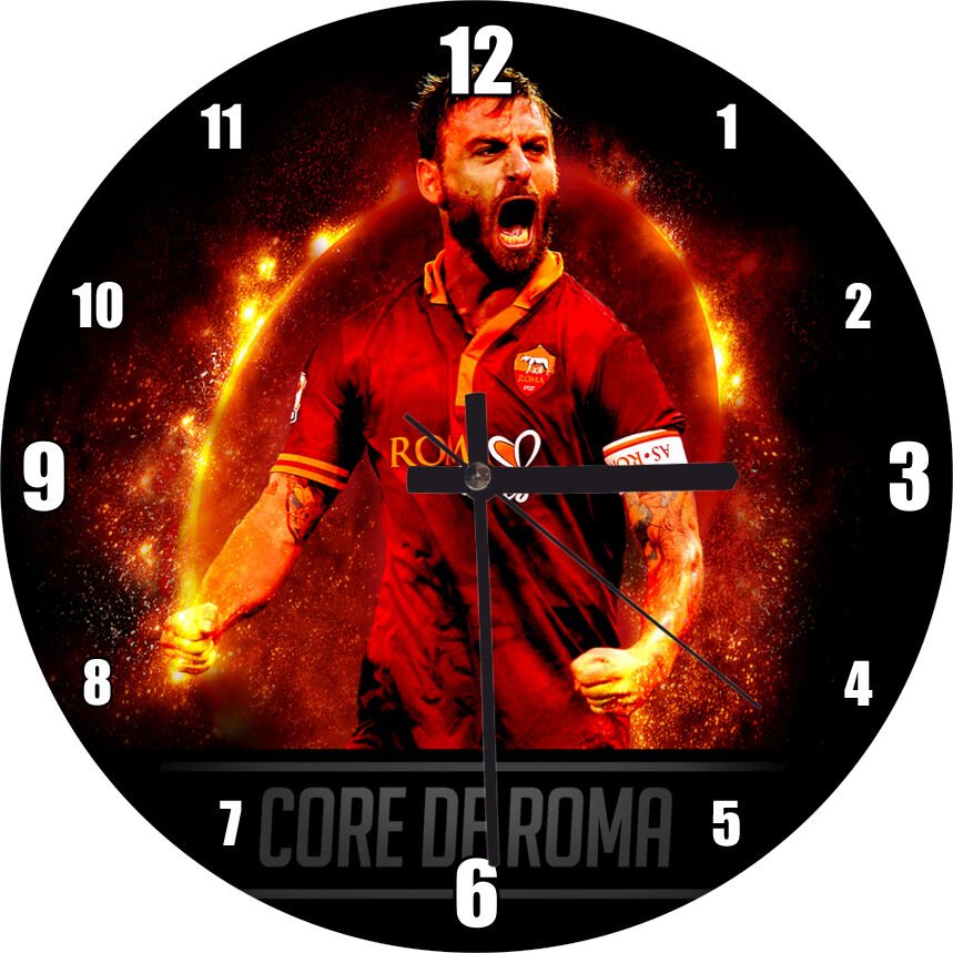 Roma Ateşi Daniele De Rossi  Mdf Ahşap Duvar Saati 30 cm Çap