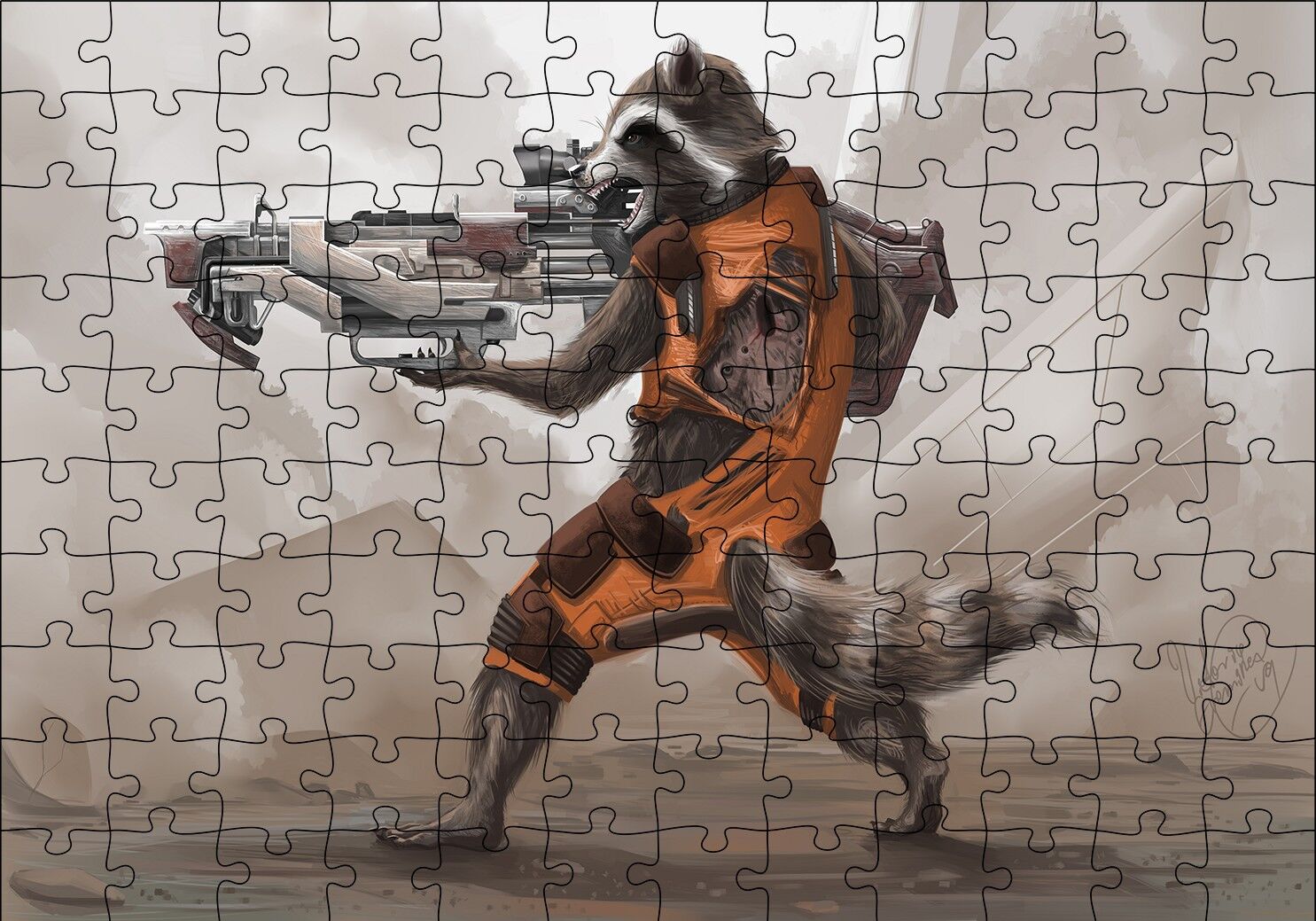 Rocket Racoon Marvel Eşsiz Karekteri Puzzle Yapboz MDF Ahşap