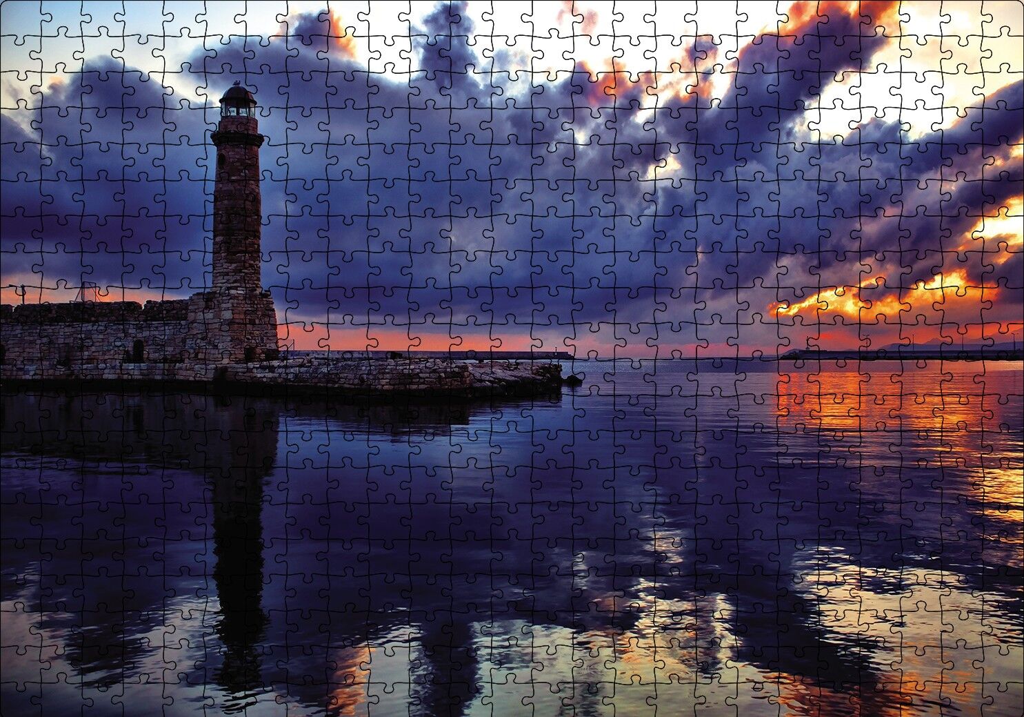 Deniz Feneri Gün Batımı Puzzle Yapboz MDF Ahşap 500 Parça 49 cm X 68 cm