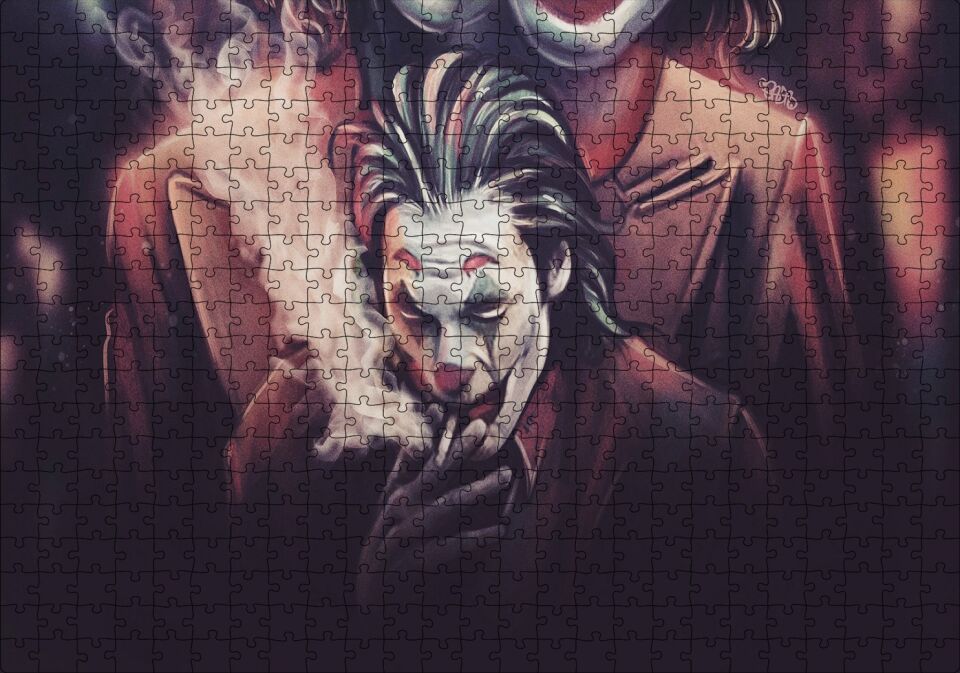 Joker Sigara İçiyor Çizim Puzzle Yapboz MDF Ahşap 500 Parça 49 cm X 68 cm