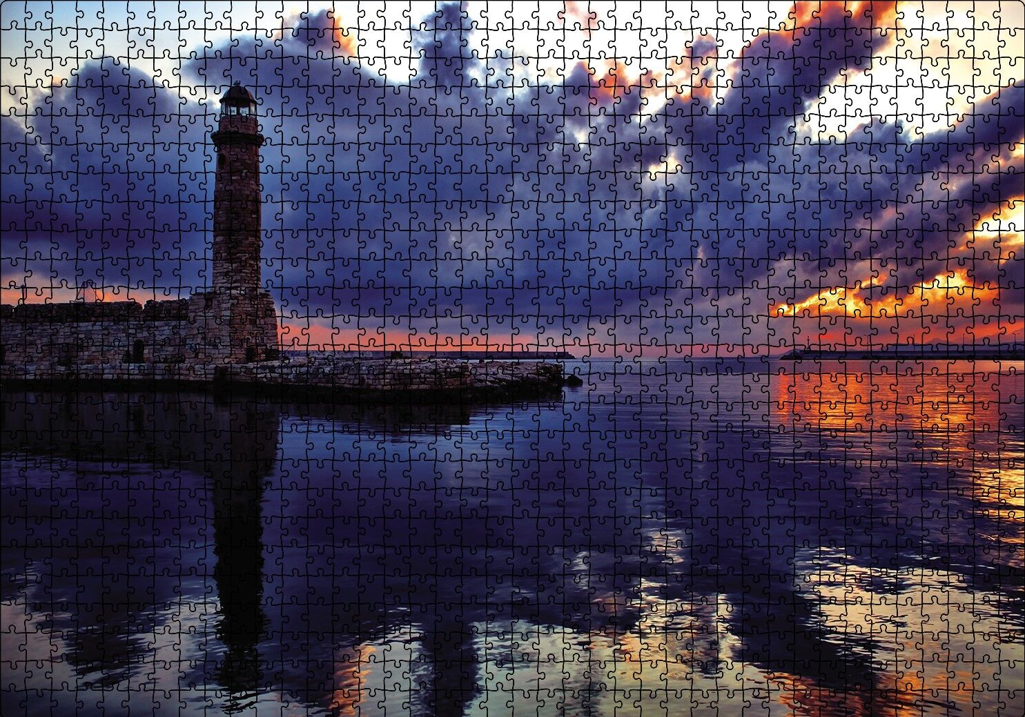 Deniz Feneri Gün Batımı Puzzle Yapboz MDF Ahşap 1000 Parça 49 cm X 68 cm