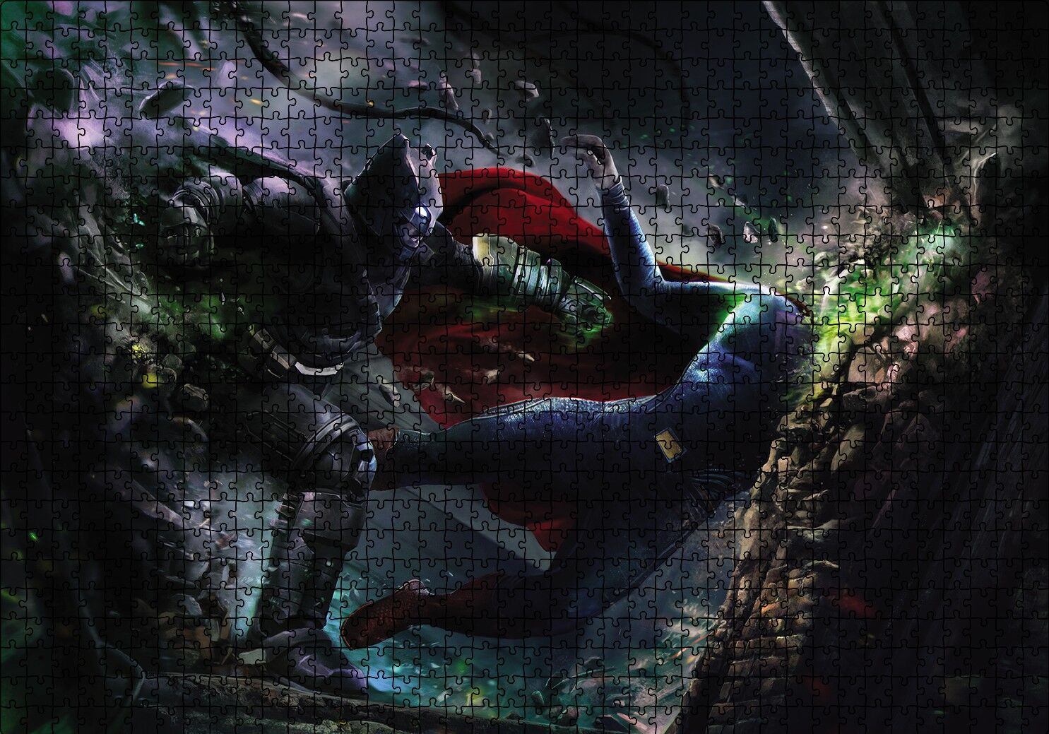 Batman Superman Ezici Yumruk Puzzle Yapboz MDF Ahşap 1000 Parça 49 cm X 68 cm