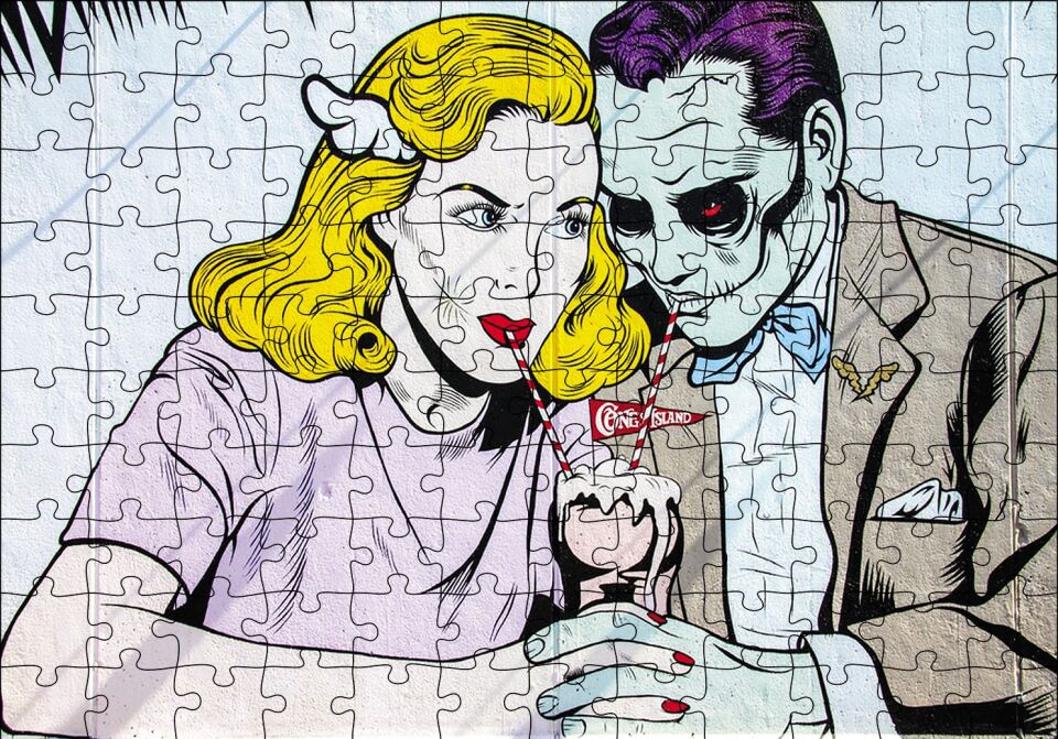 Romantik Çizgi Romanlar Puzzle Yapboz MDF Ahşap 120 Parça 24 cm X 34 cm