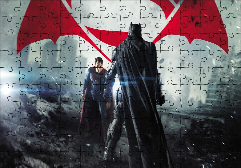 Batman Superman Son Dövüş Puzzle Yapboz MDF Ahşap 120 Parça 24 cm X 34 cm