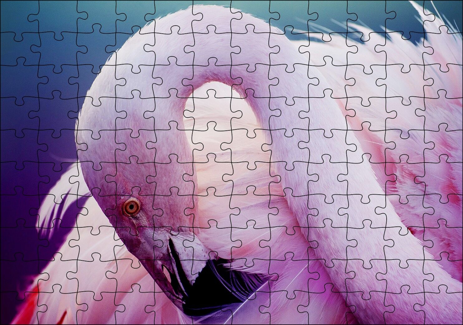 Pembe Flamingo Dinlenirken Görsel Puzzle Yapboz MDF Ahşap 120 Parça 24 cm X 34 cm