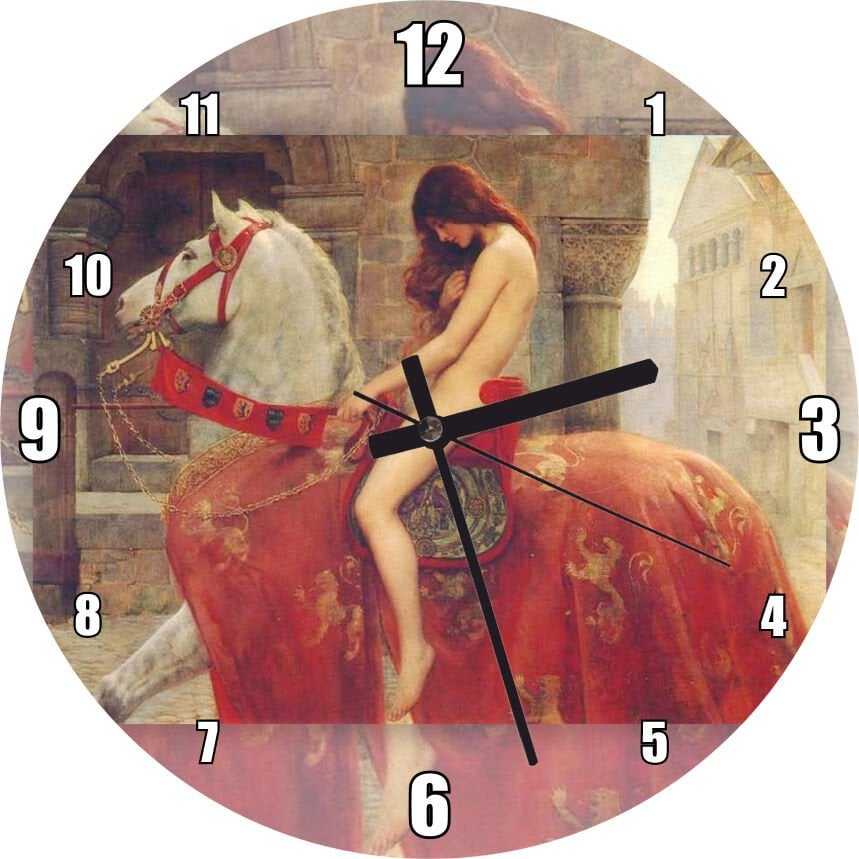 Tanrının Armağanı Lady Godiva  Mdf Ahşap Duvar Saati 30 cm Çap