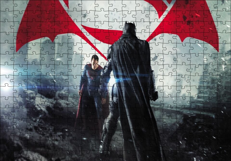 Batman Superman Son Dövüş Puzzle Yapboz MDF Ahşap 255 Parça 34 cm X 49 cm