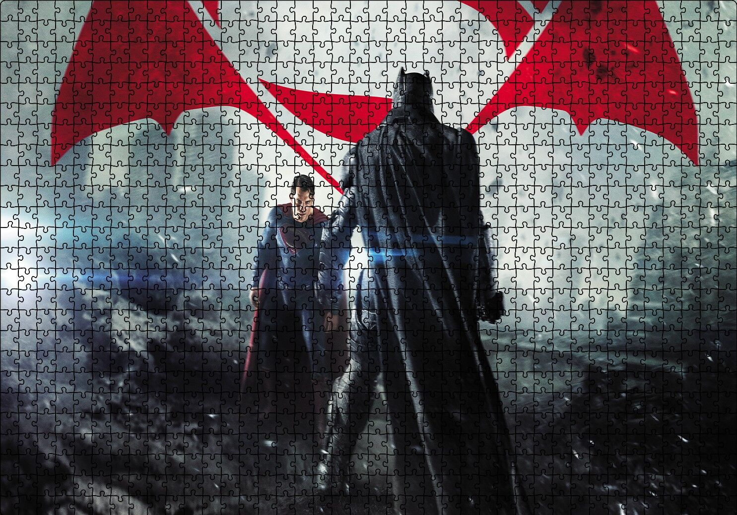 Batman Superman Son Dövüş Puzzle Yapboz MDF Ahşap 1000 Parça 49 cm X 68 cm