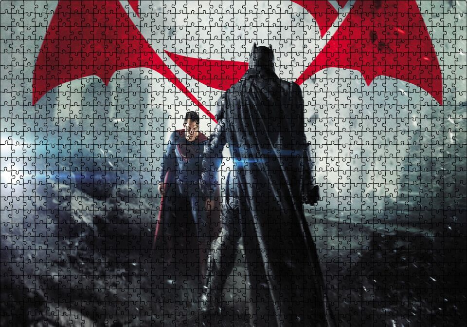 Batman Superman Son Dövüş Puzzle Yapboz MDF Ahşap 1000 Parça 49 cm X 68 cm