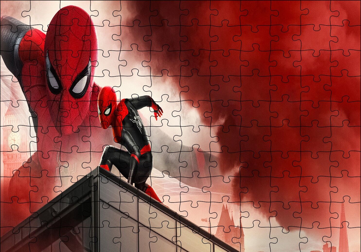 Spiderman Kızıl Bulutlar Görseli Puzzle Yapboz MDF Ahşap
