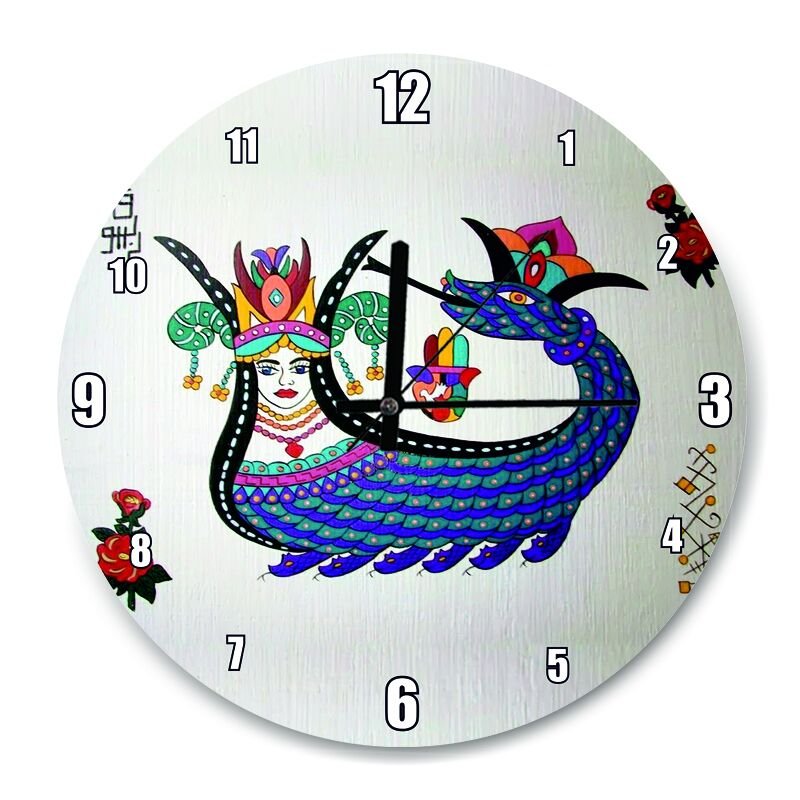 Şahmeran Çizimi  Mdf Ahşap Duvar Saati 50 cm Çap
