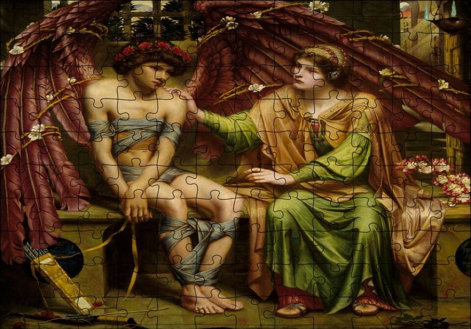 Bandajlı Aşk ve Umut Yağlı Boya Puzzle Yapboz MDF Ahşap