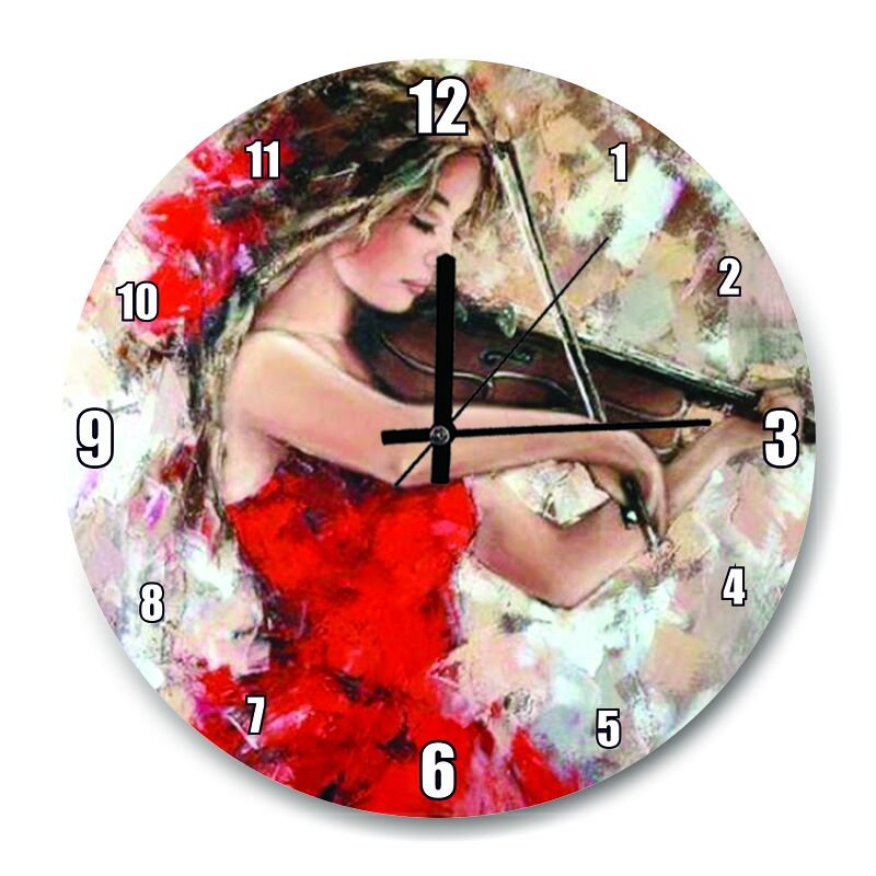 Kemancı Kadın  Mdf Ahşap Duvar Saati