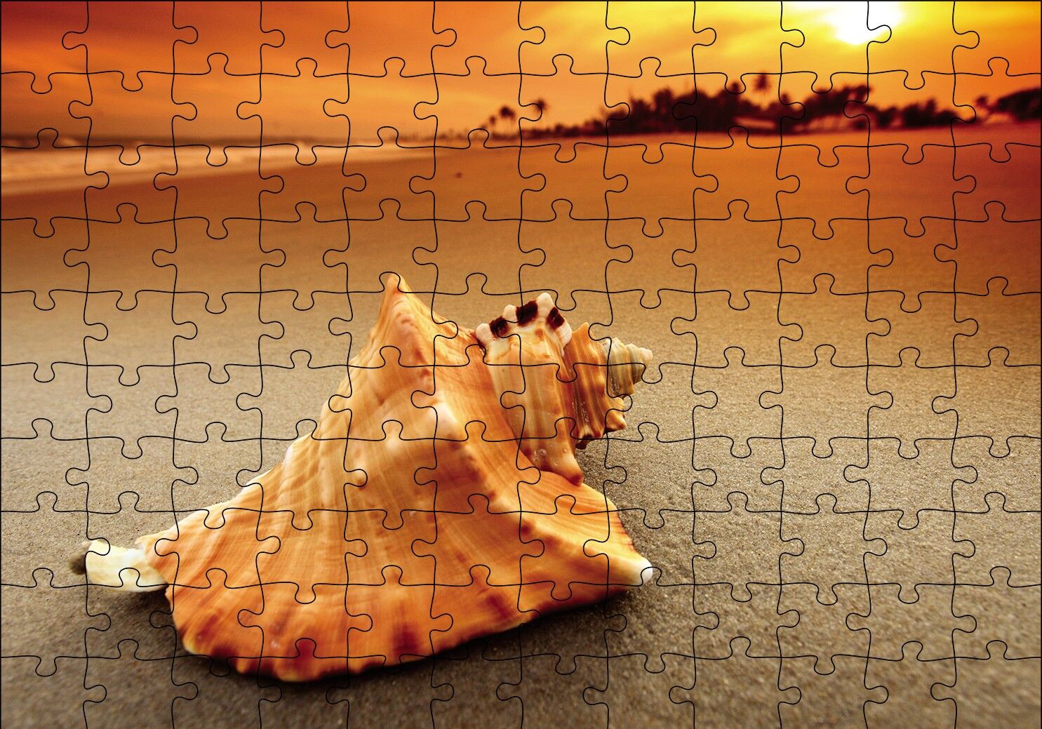 Deniz Kabuğu Puzzle Yapboz MDF Ahşap 120 Parça 24 cm X 34 cm