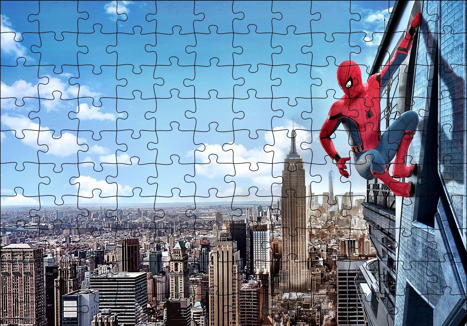 Spiderman Eve Dönüş Binaya Asılı Puzzle Yapboz MDF Ahşap