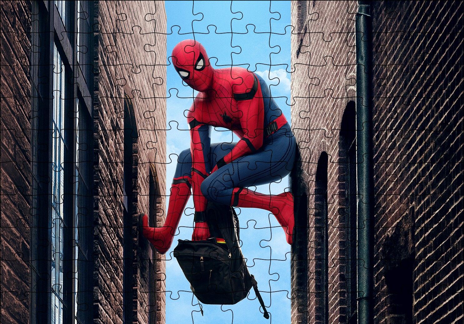 Spiderman Eve Dönüş Havada Asılı Puzzle Yapboz MDF Ahşap