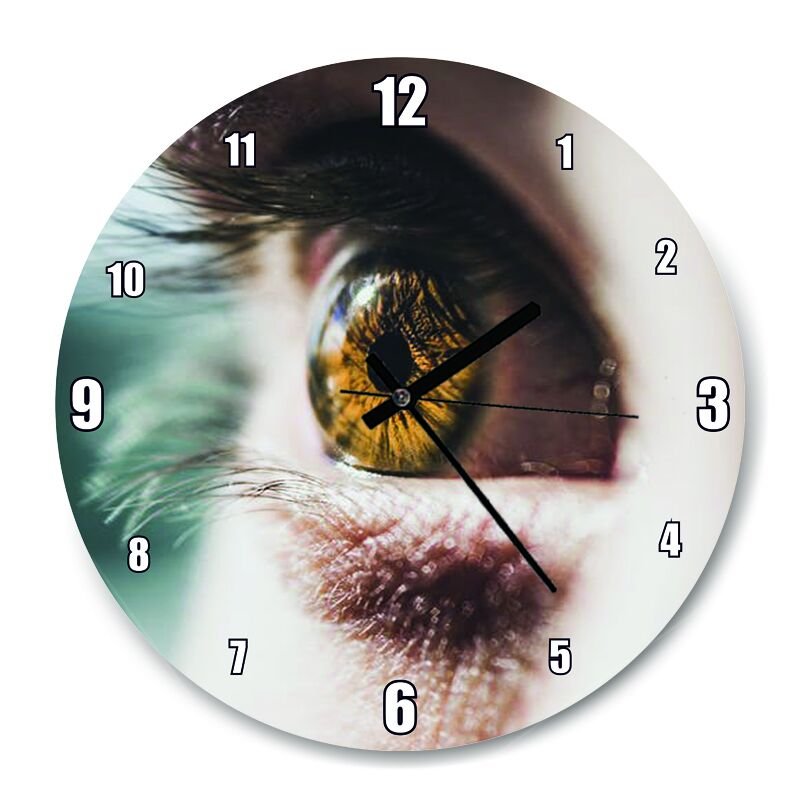 Kahve Rengi Göz  Mdf Ahşap Duvar Saati