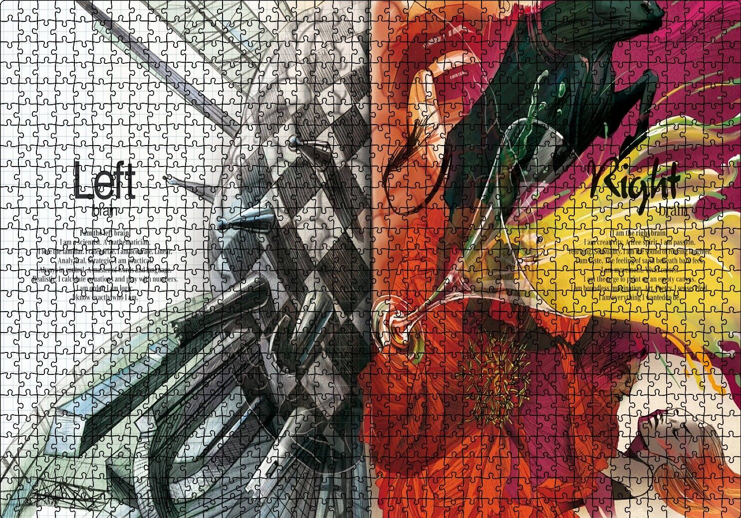 Beynin İki Yarısı Neler Yapar Puzzle Yapboz MDF Ahşap 1000 Parça 49 cm X 68 cm