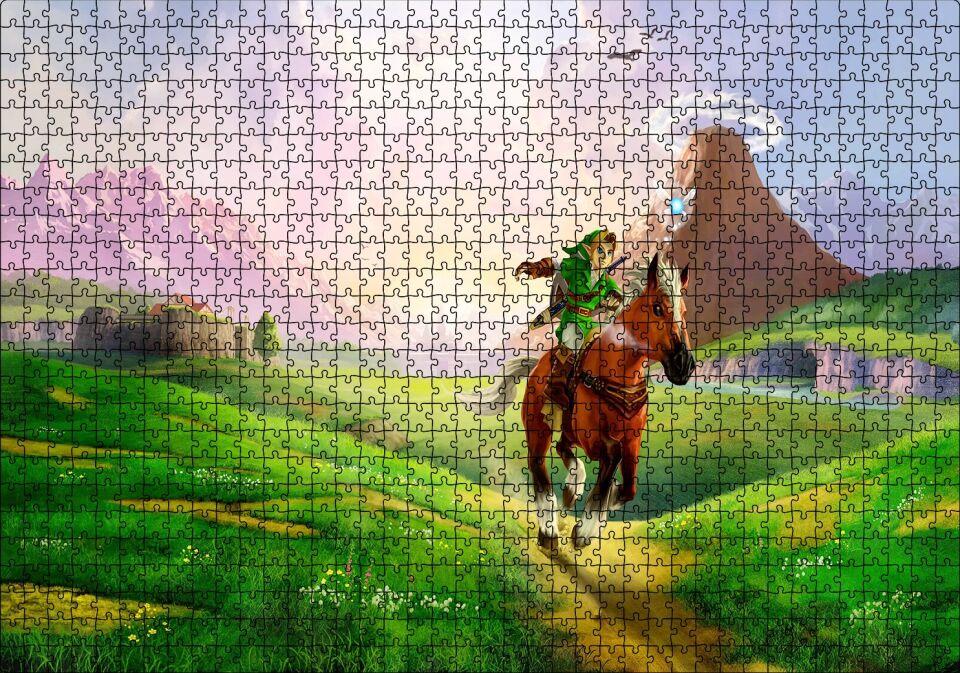 Zelda Ocarina Efsanesi Ve Koşan At Görseli Puzzle Yapboz MDF Ahşap 1000 Parça 49 cm X 68 cm