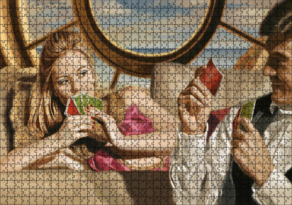 Kağıt Oynayan Çift Puzzle Yapboz MDF Ahşap 1000 Parça 49 cm X 68 cm