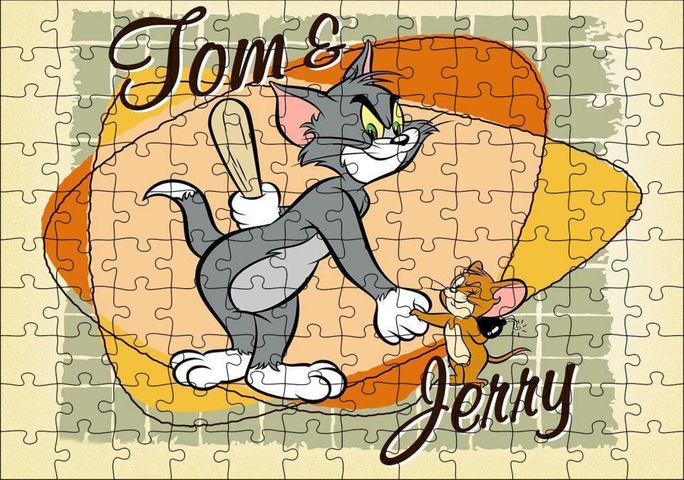 Tom Ve Jerry Sopa Ve Dinamit Puzzle Yapboz MDF Ahşap