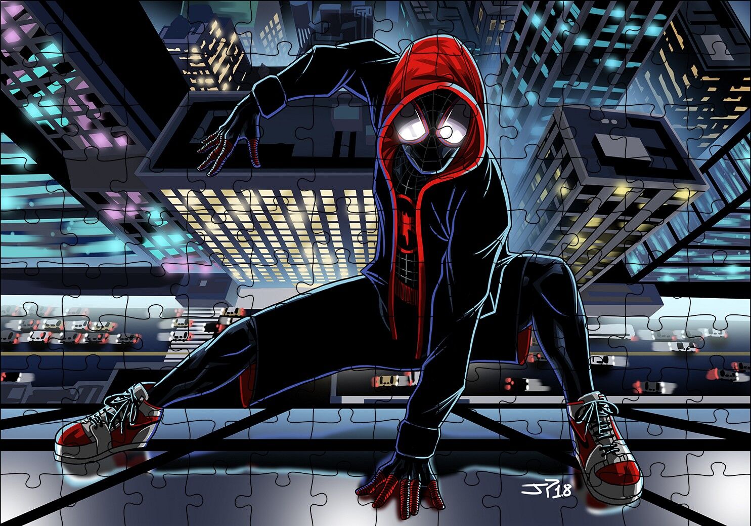 Spiderman Miles Morales Artwork Puzzle Yapboz MDF Ahşap