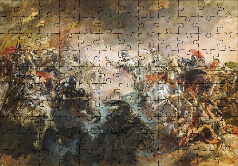 Savaşta Atlılar Puzzle Yapboz MDF Ahşap 120 Parça 24 cm X 34 cm