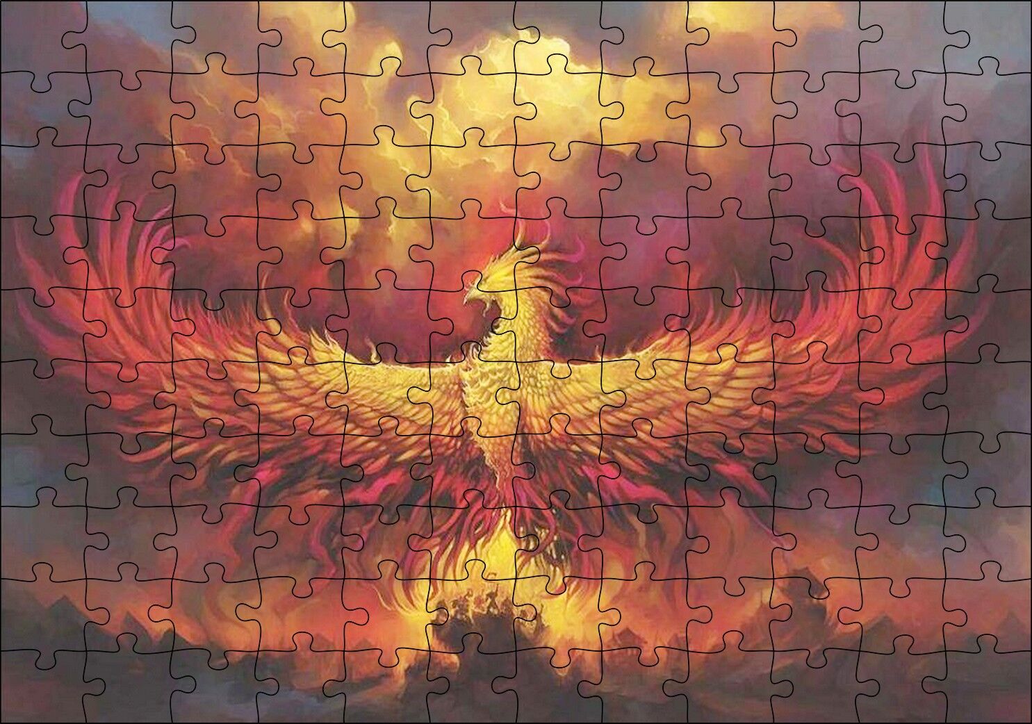 Zümrüdü Anka Karanlık Fantazi Puzzle Yapboz MDF Ahşap