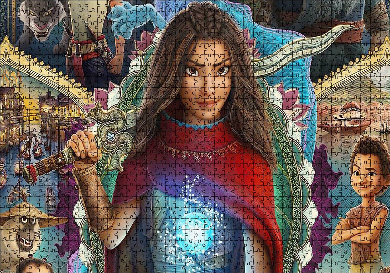 Raya and the Last Film Afişi Puzzle Yapboz MDF Ahşap 1000 Parça 49 cm X 68 cm