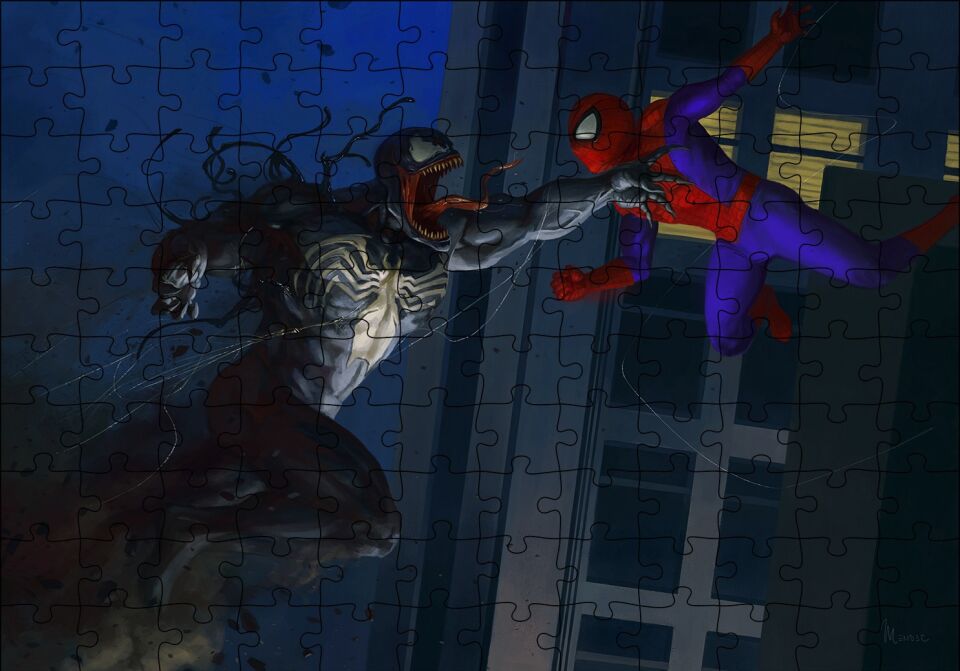 Spiderman vs Venom Artwork Puzzle Yapboz MDF Ahşap
