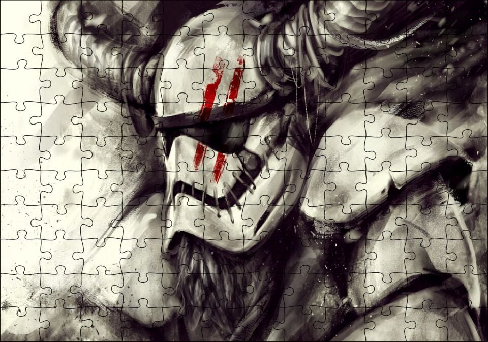 Film Star Wars Ve Viking Görseli Puzzle Yapboz MDF Ahşap