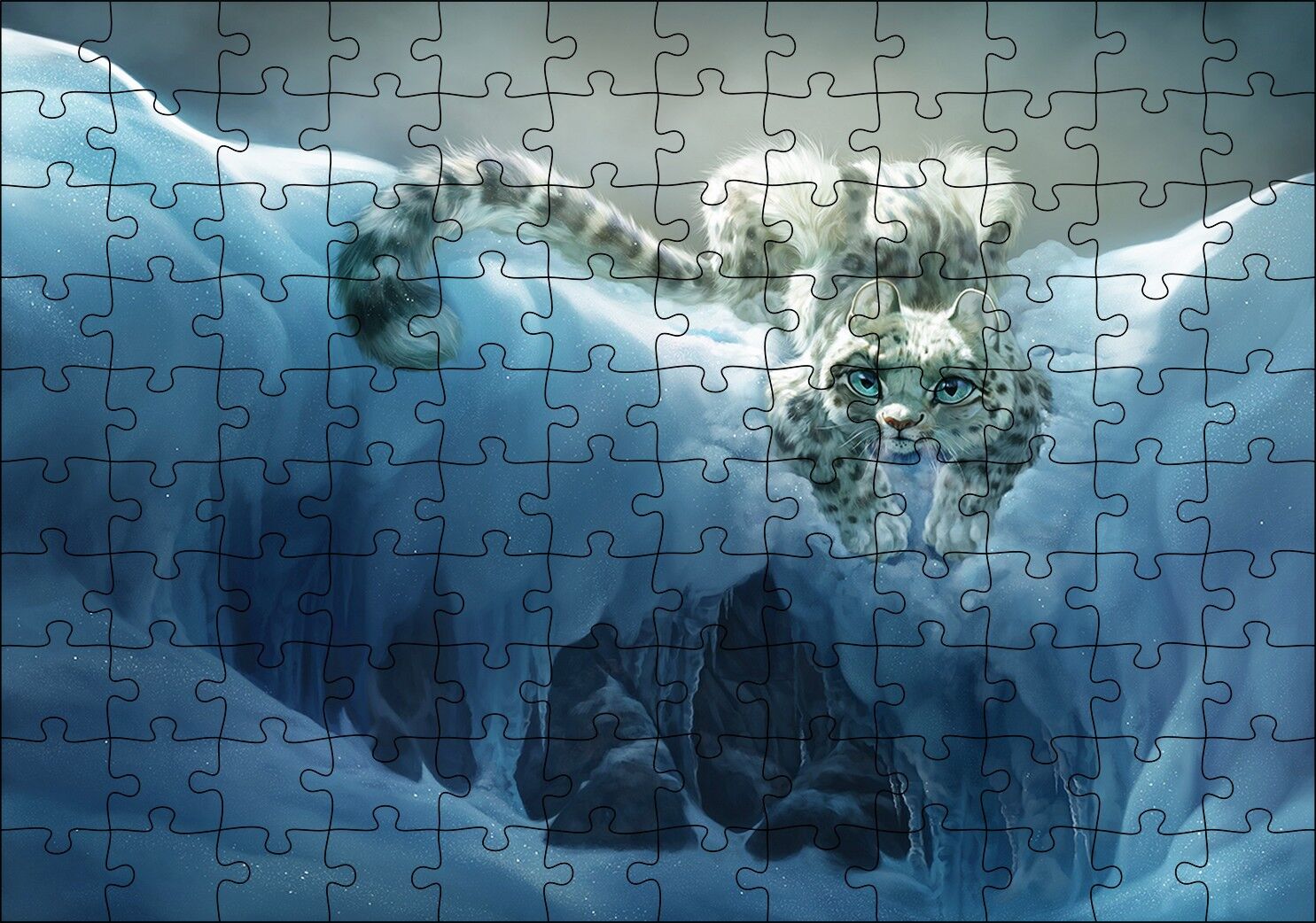 Karların Arasındaki Sevimli Vaşak Puzzle Yapboz MDF Ahşap 120 Parça 24 cm X 34 cm