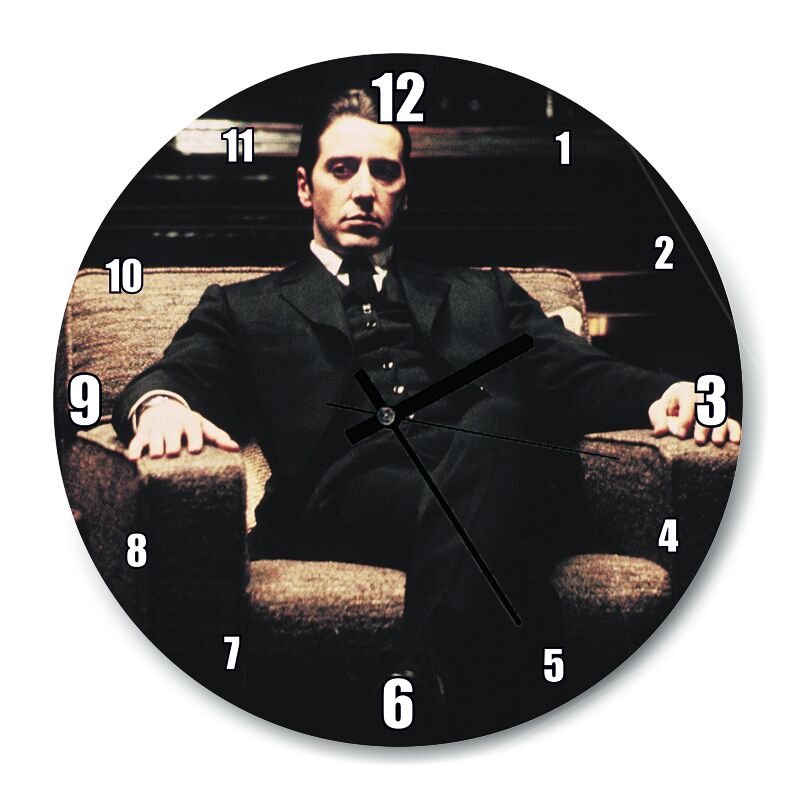 The Godfather Al Pacino Koltukta  Mdf Ahşap Duvar Saati 30 cm Çap