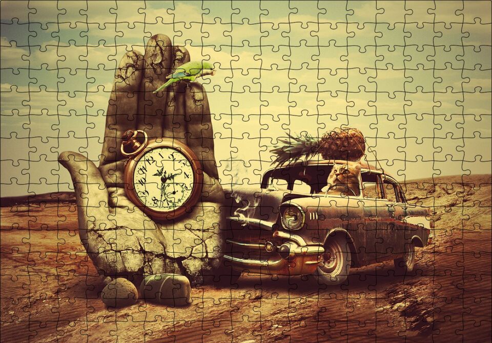 Sürreal Kompozisyon Puzzle Yapboz MDF Ahşap 255 Parça 34 cm X 49 cm