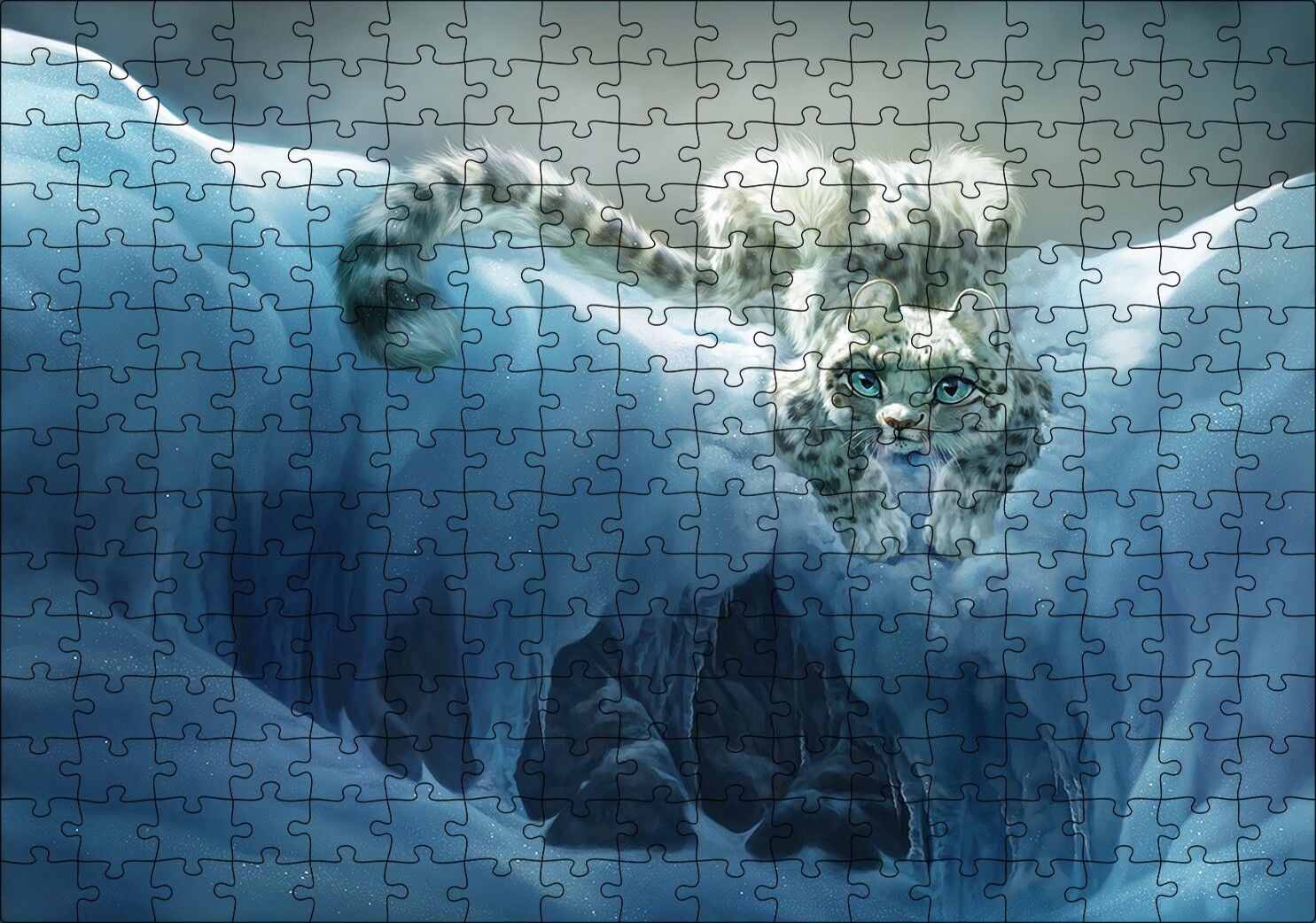 Karların Arasındaki Sevimli Vaşak Puzzle Yapboz MDF Ahşap 255 Parça 34 cm X 49 cm