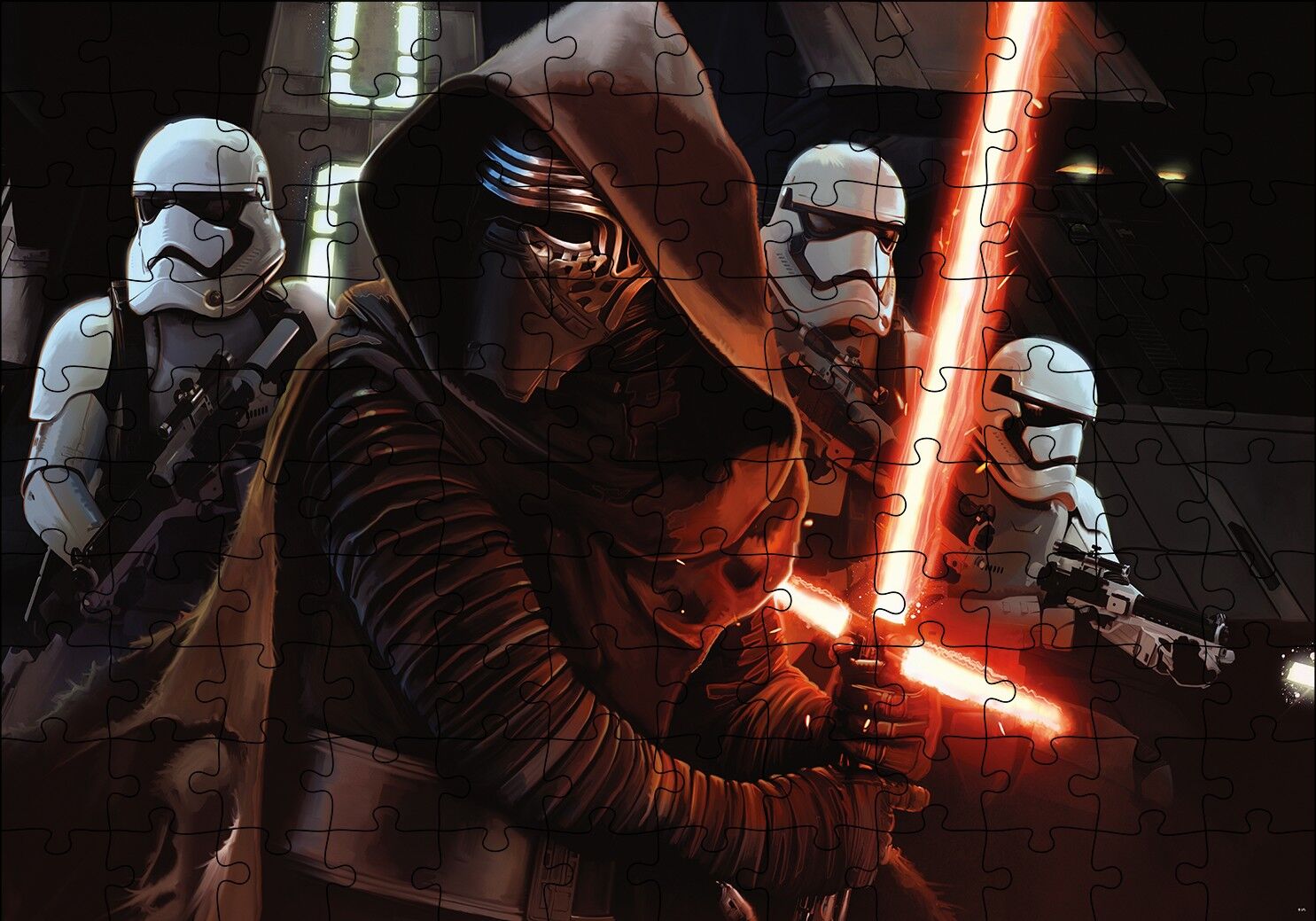 Star Wars Kylo Ren ve Stormtroopers Puzzle Yapboz MDF Ahşap