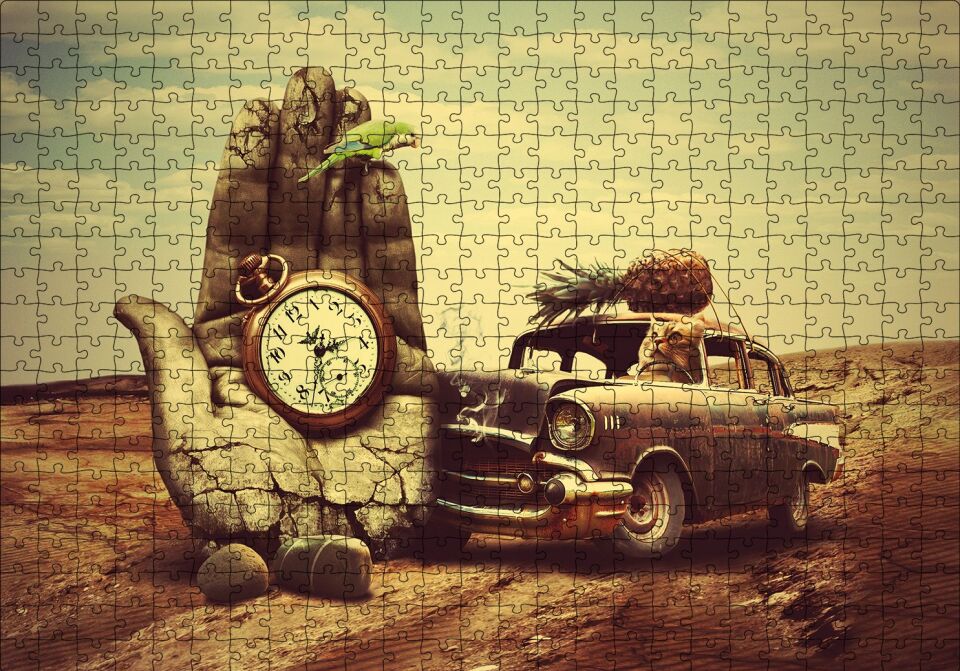 Sürreal Kompozisyon Puzzle Yapboz MDF Ahşap 500 Parça 49 cm X 68 cm