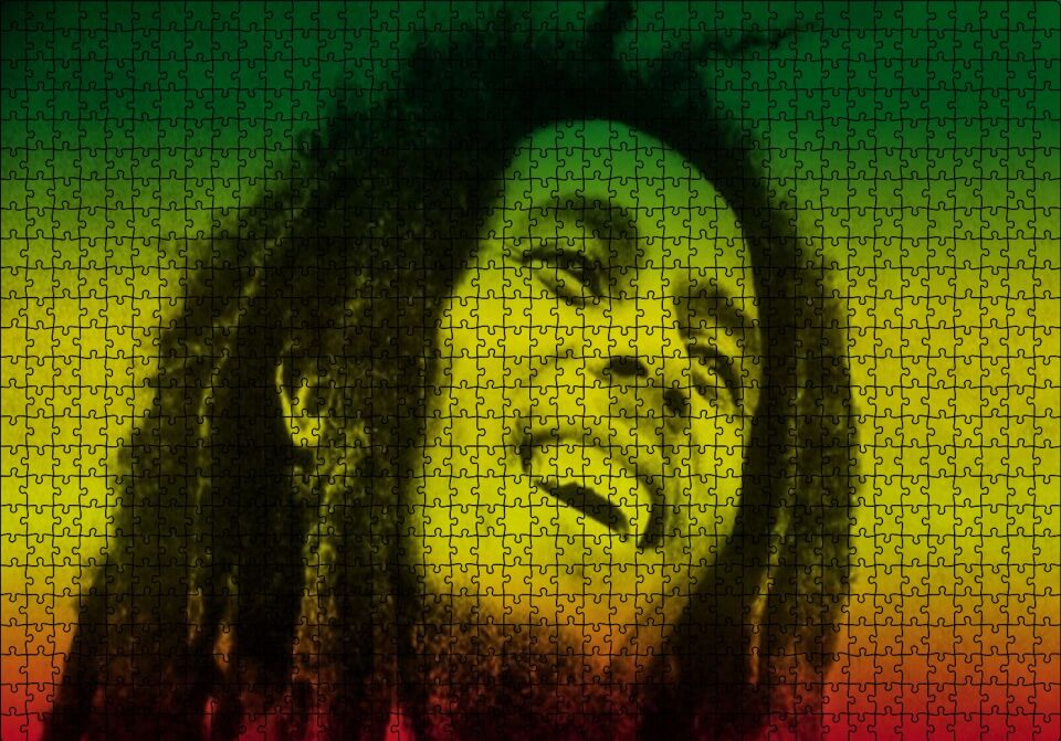 Bob Marley Gülüşü Puzzle Yapboz MDF Ahşap 1000 Parça 49 cm X 68 cm
