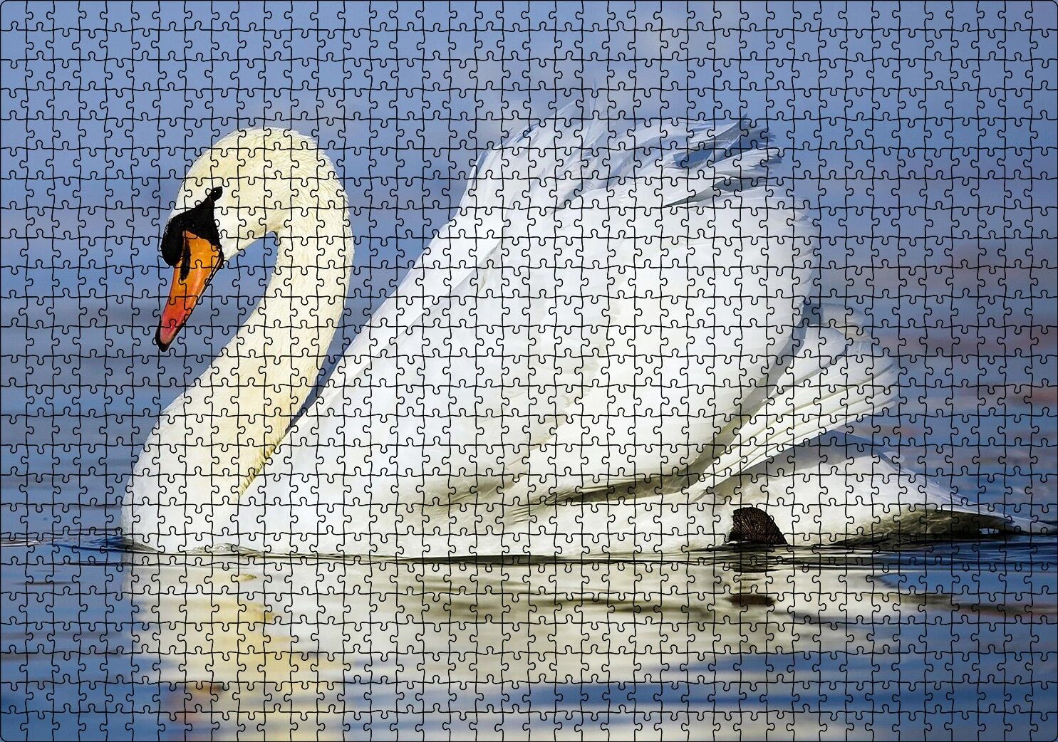 Muhteşem Beyaz Kuğu Puzzle Yapboz MDF Ahşap 1000 Parça 49 cm X 68 cm