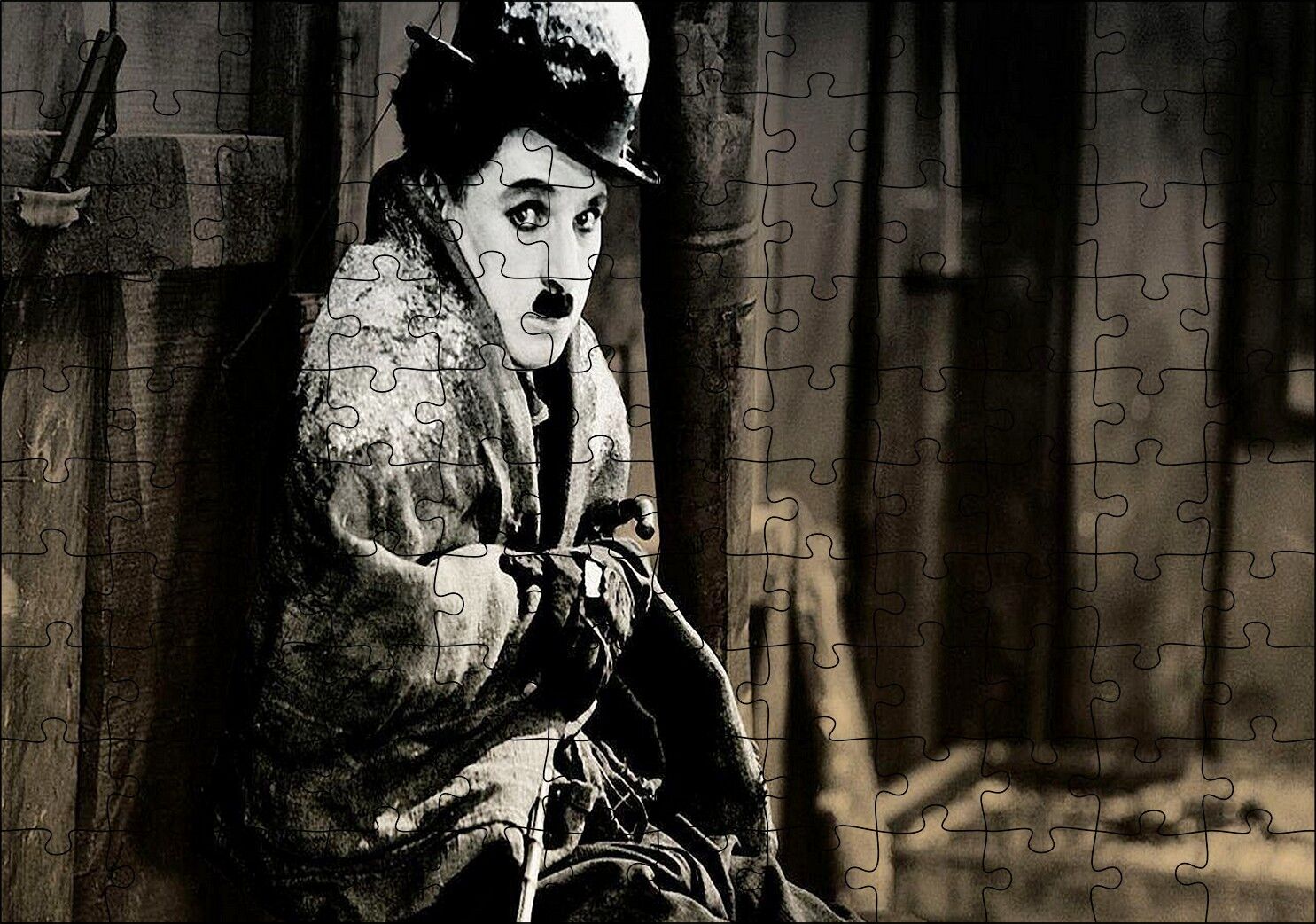 Charlie Chaplin Altına Hücum Film Görseli Puzzle Yapboz MDF Ahşap