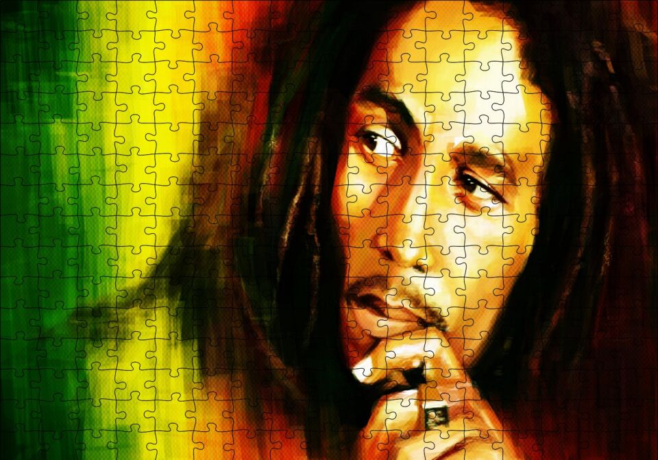 Bob Marley Portre Puzzle Yapboz MDF Ahşap 255 Parça 34 cm X 49 cm