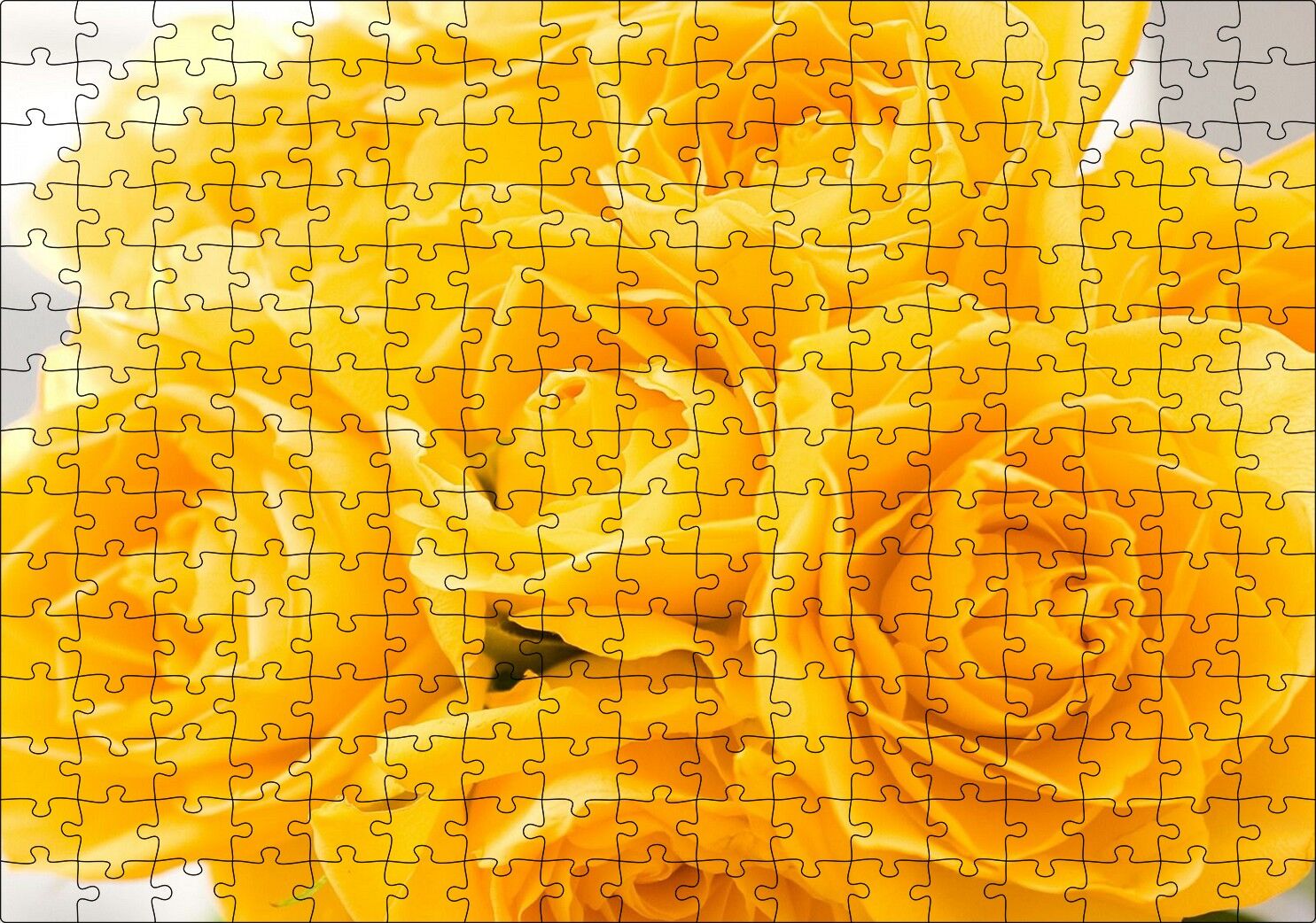 Sarı Gül Destesi Görseli Puzzle Yapboz MDF Ahşap 255 Parça 34 cm X 49 cm
